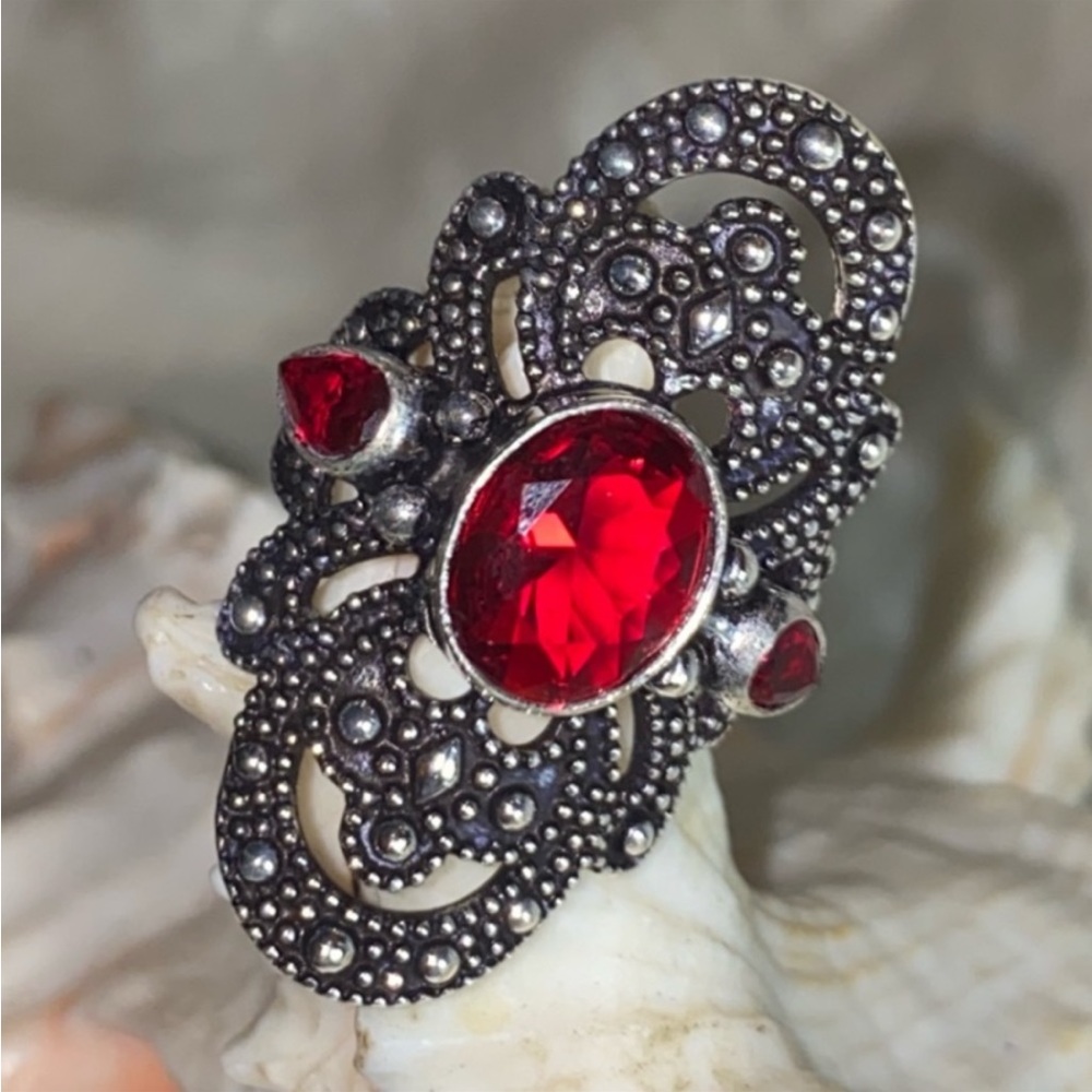 Mozambique Onyx multi-gem handcrafted Renaissance ring